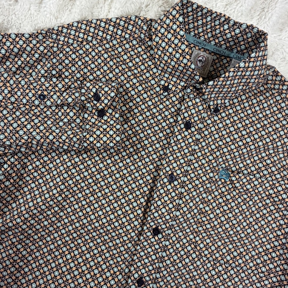 Cinch Mens XS Western Button Down Shirt Long Sleeve Geometric Medallion Cotton